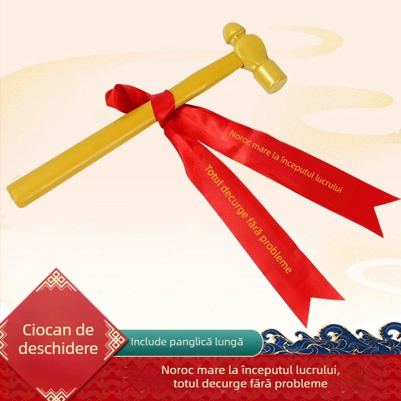 Ciocan de construcții cu cap rotund, mâner din oțel, pentru ceremonie de început norocoasă, design octagonal