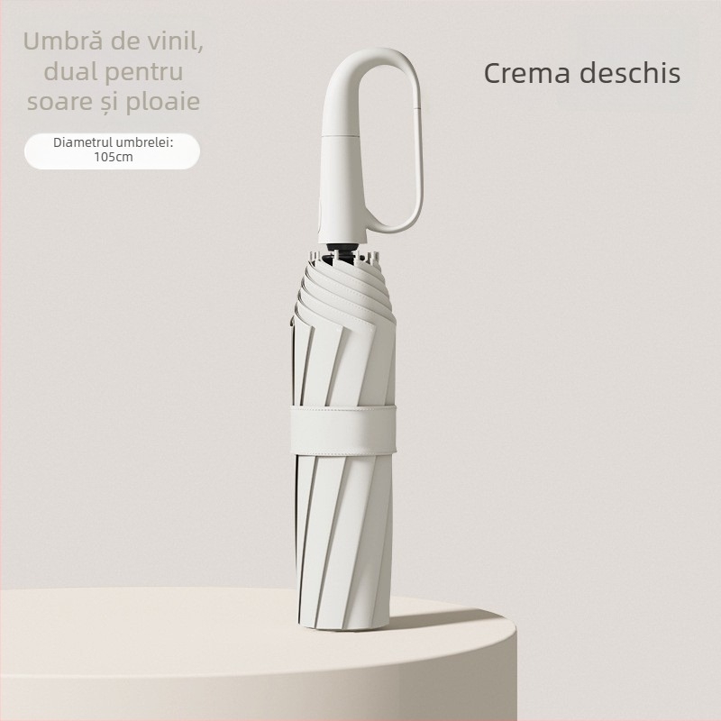 Rain Grace umbrelă complet automată, în trei secțiuni, 12 spițe, cadru din oțel, protecție UV UPF 50+