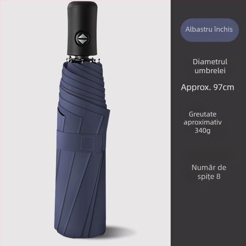 Rain Grace umbrelă complet automată, în trei secțiuni, 12 spițe, cadru din oțel, protecție UV UPF 50+