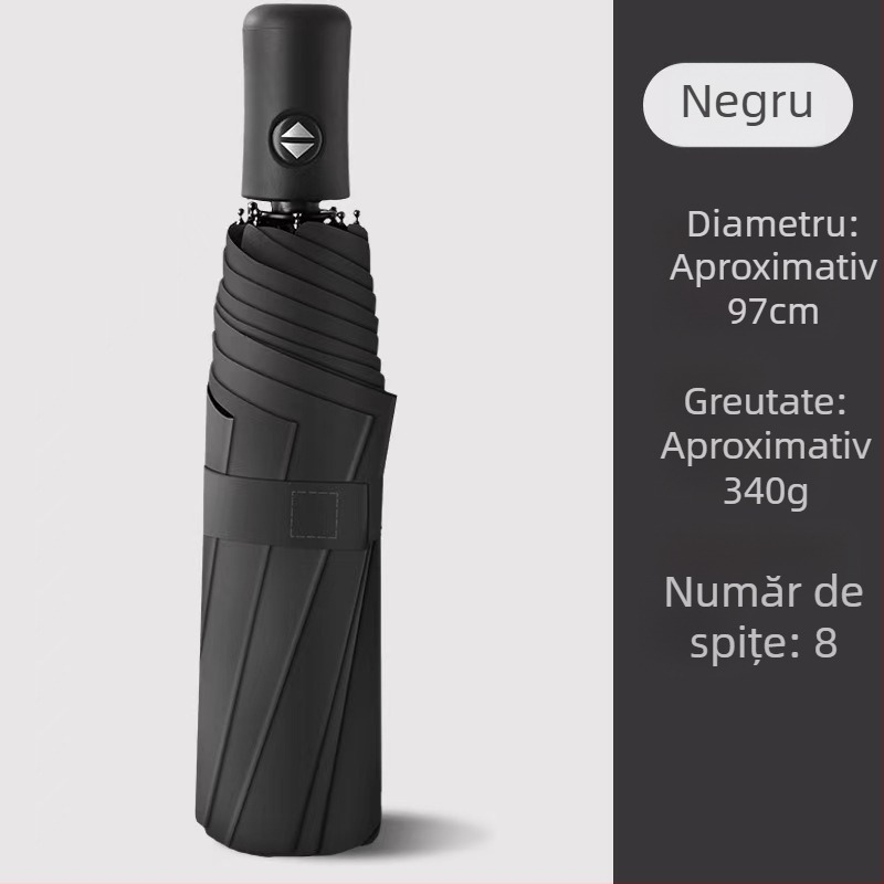 Rain Grace umbrelă complet automată, în trei secțiuni, 12 spițe, cadru din oțel, protecție UV UPF 50+