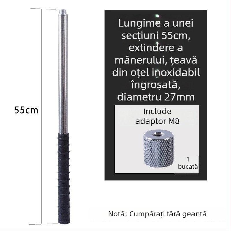 Țeavă metalică pentru plasă mare, tip răsucire, pentru cules fructe de la înălțime; material: metal; greutate 225–313 g în funcție de configurație; secțiuni cu conectare liberă; nu este extensibilă