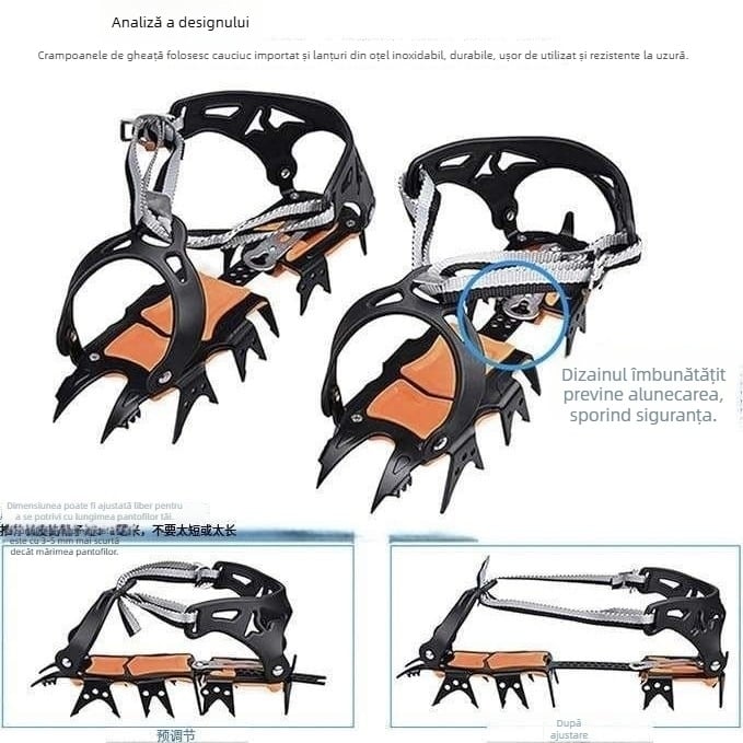 Cramponi antiaderenti pentru încălțăminte Oems, material PE, ambalaj 20 buc, pentru alpinism montan și cățărare pe gheață