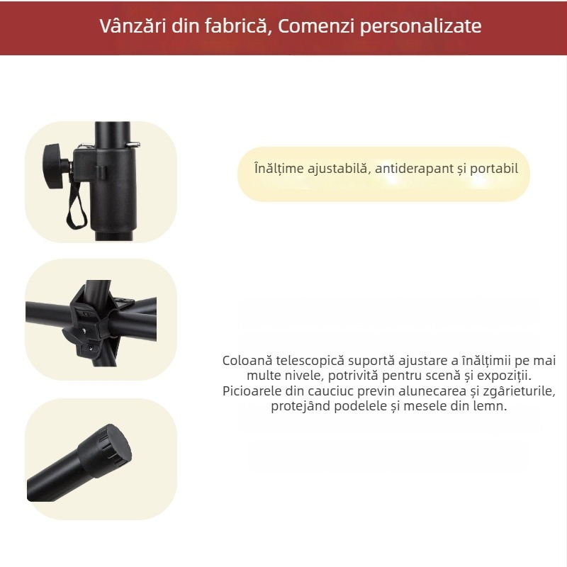Suport pentru difuzoare pe podea, cu trei picioare, înălțime telescopic reglabilă, pentru scenă, proiector și iluminare