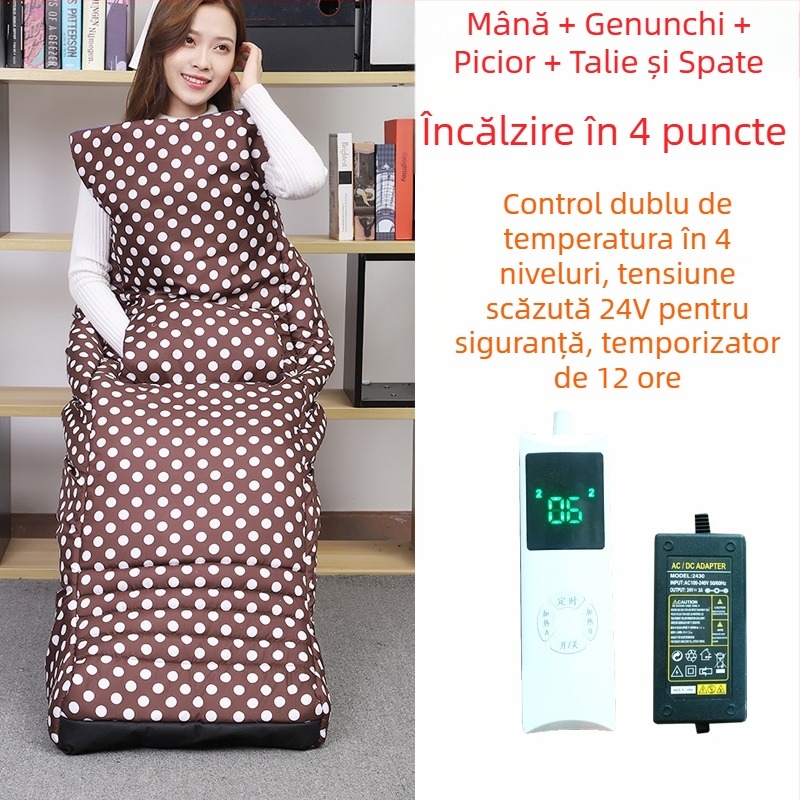 Papuci cu talpă încălzită USB - Papuci de casă bărbați, din piele naturală Xiang Nuanyi