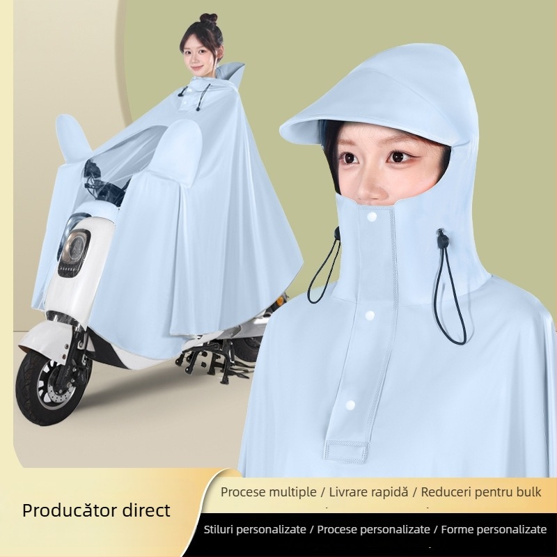 Pengchang PVC gros impermeabil cu protecție pentru picior pentru un singur conducător – protecție completă a corpului, guler înalt pentru protecția feței