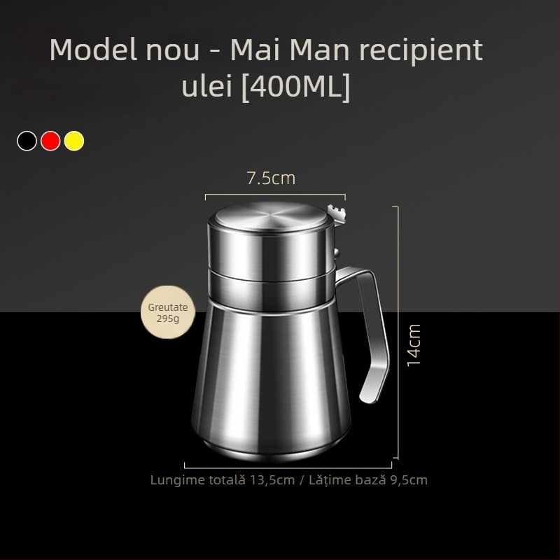 Sticlă de ulei din oțel inoxidabil, stil european, etanșă cu deschidere și închidere automate, pentru sos de soia și oțet