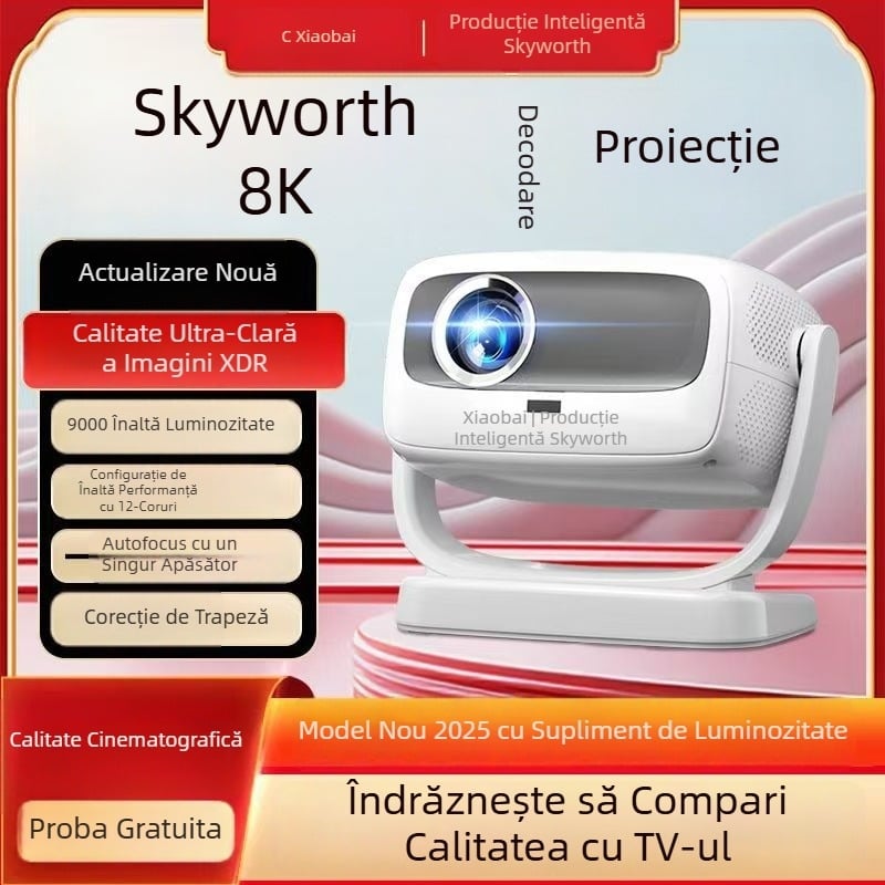 Proiector de casă Skyworth cu rezoluție 1080p, luminozitate 220 lm, putere 65W (Rezoluție: 1080p, Luminozitate: 220 lm, Putere: 65W)