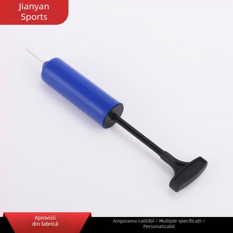 Pompa manuală pentru mingi, compactă, mecanism de împingere manual, corp din plastic, duză pentru baloane
