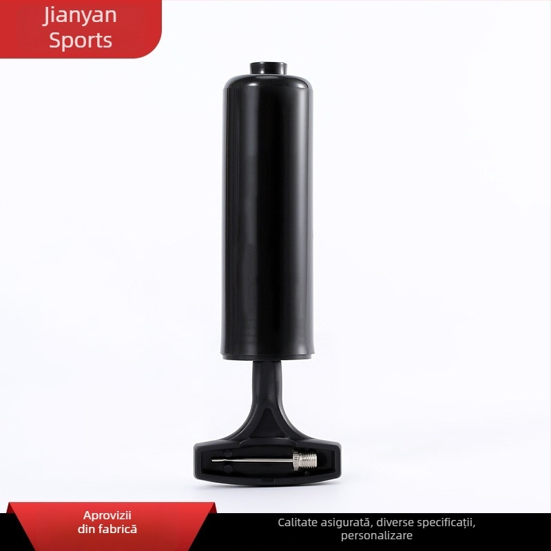 Pompa manuală pentru mingi, compactă, mecanism de împingere manual, corp din plastic, duză pentru baloane
