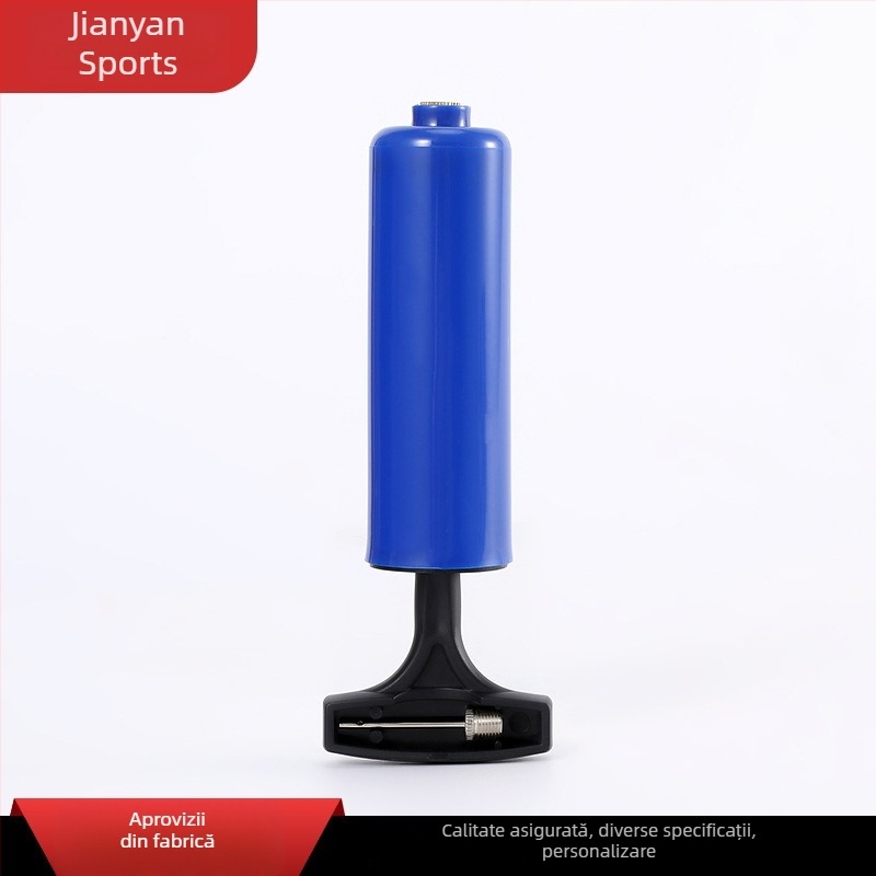 Pompa manuală pentru mingi, compactă, mecanism de împingere manual, corp din plastic, duză pentru baloane