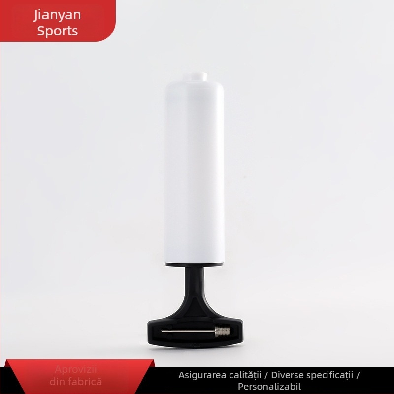 Pompa manuală pentru mingi, compactă, mecanism de împingere manual, corp din plastic, duză pentru baloane