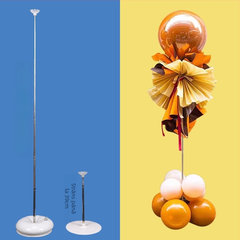 Coloană de baloane cu tijă telescopic din oțel inoxidabil, suport reglabil, suport din plastic pentru bol, bază cu apă pentru utilizare în aer liber la evenimente sportive