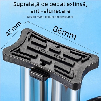 Pompa de bicicletă cu pedale, cu dublu cilindru, manometru și duză de aer, portabil