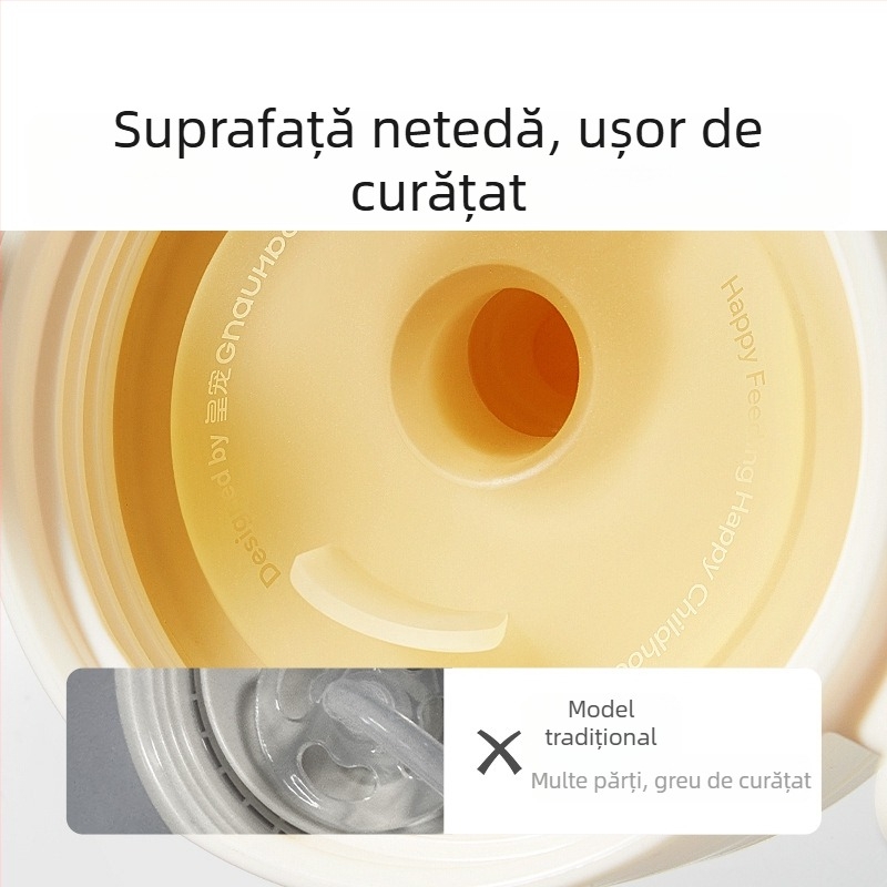 Cană izolată pentru copii 1–3 ani și peste; interior din oțel inoxidabil 316, exterior din oțel inoxidabil 304; izolație 6–12 ore; design portabil cu vid; capac pop-up