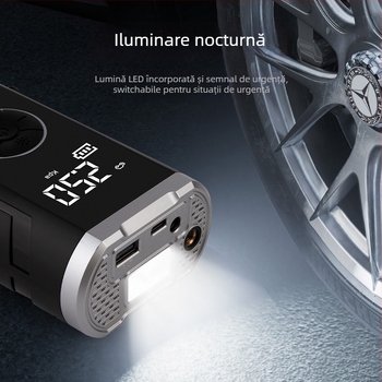 Pompa de aer pentru mașină cu alimentare dublă, wireless, afișaj LCD, senzor de presiune în pneuri, încărcare USB