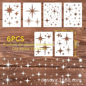 Set de 6 șabloane de pictură cu stele goale, PET, brand Soya