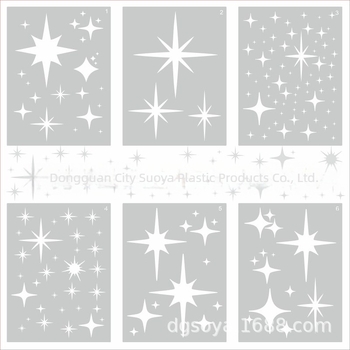 Set de 6 șabloane de pictură cu stele goale, PET, brand Soya