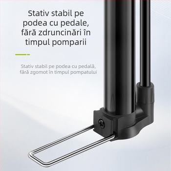 Pompa manuală pentru bicicletă cu manometru, model 2821CB, presiune 140 psi, corp din aluminiu, 165 g