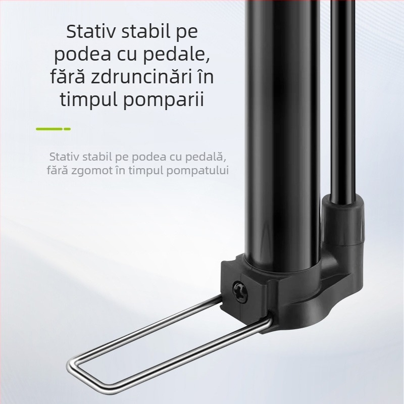 Pompa manuală pentru bicicletă cu manometru, model 2821CB, presiune 140 psi, corp din aluminiu, 165 g