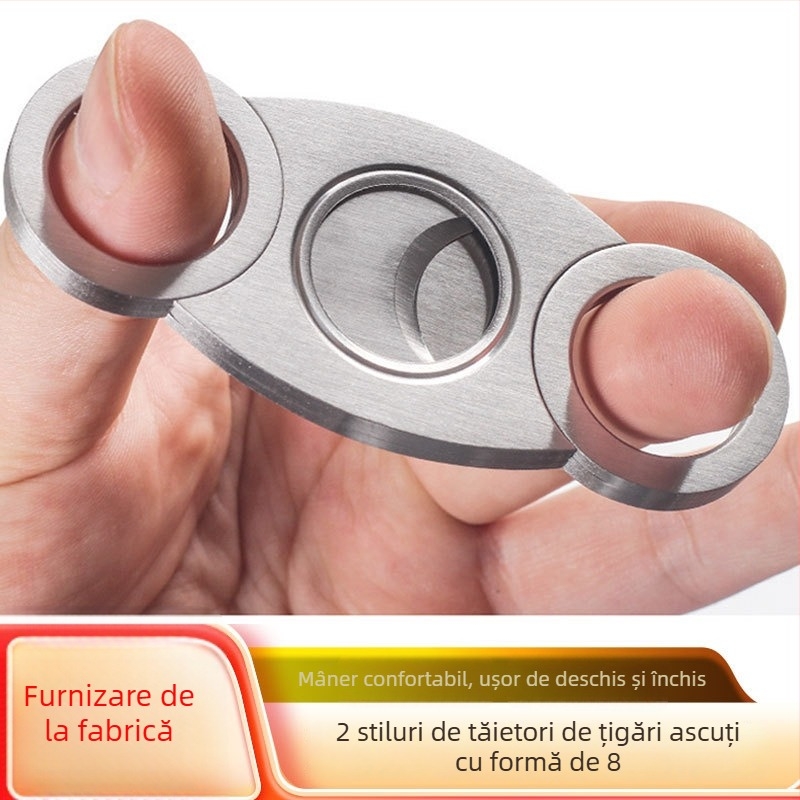 BigSun foarfecă pentru trabuc din oțel inoxidabil, portabilă, lame duble, finisaj periat