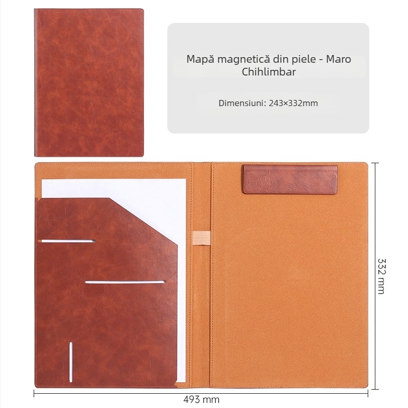 Xinxin WJJB dosar din piele multifuncțional pentru formatul A4, imprimat cu logo, personalizabil