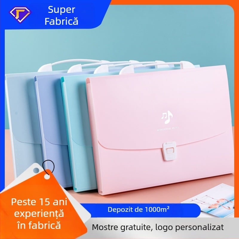 Olga Geantă portabilă acordeon-054 pentru dosare, din plastic, 12 buzunare, logo tipărit, etichetă privată licențiată