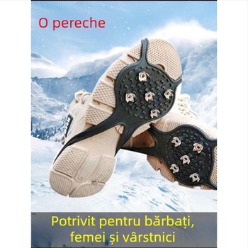 Crampon pentru încălțăminte cu cinci dinți – anti-derapant, cu lanțuri cu cui pentru zăpadă și gheață iarna