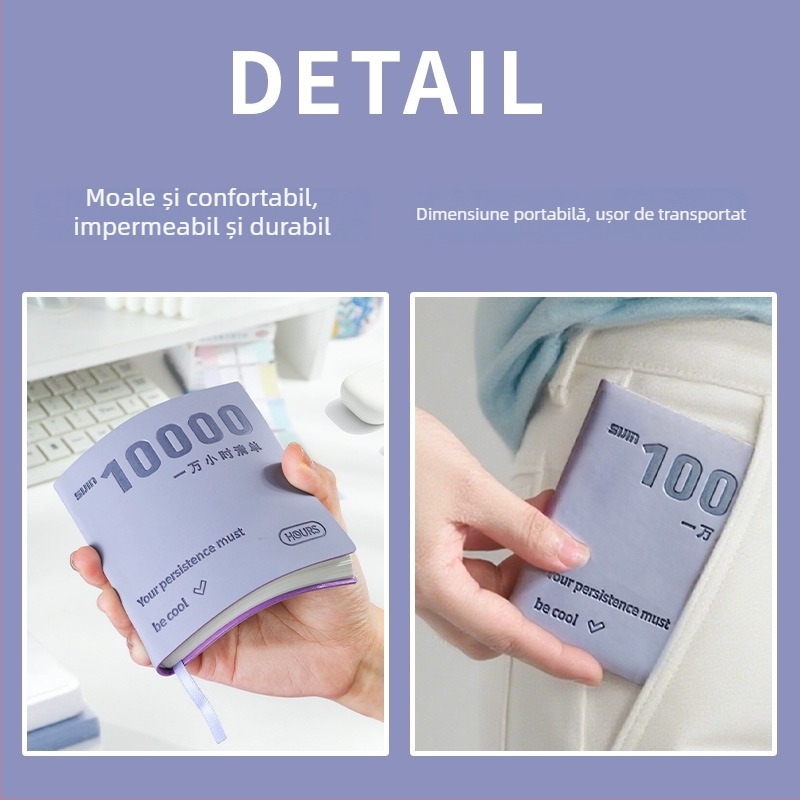 XZ-50169A Caiet de cuvinte de buzunar cu metodă de memorie prin curbă pentru engleză la clasa primară — Copertă PU, Legare cu cleme din ață, Hârtie din pulpă de lemn originală, 200–300 de pagini, Greutate hârtie 50