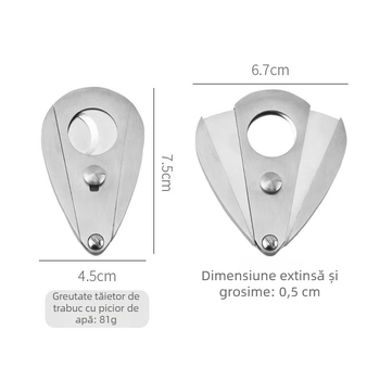 Tăietor pentru trabuc, din oțel inoxidabil, în formă de picătură de apă, compact, portabil, lucrat manual, personalizabil