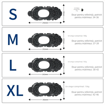 LX capace antiderapante pentru pantofi, gheare de gheață din silicon, ambalaj 50 buc.