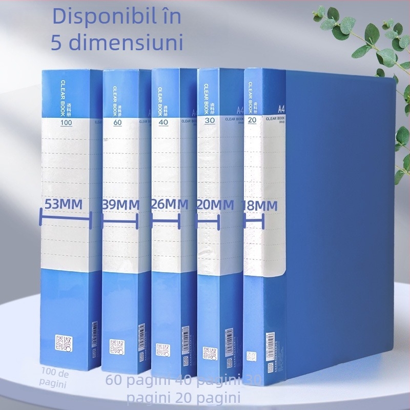 Dosar A4 PP cu pagini intercalate, transparent — 20/30/40/60/100 pagini