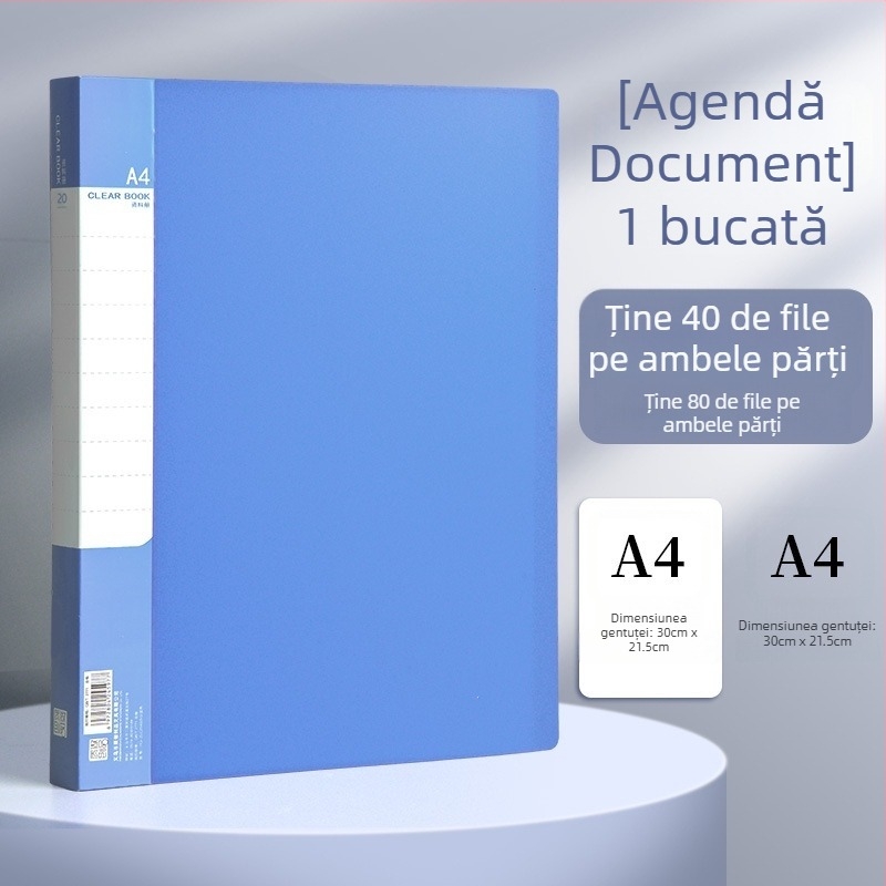 Dosar A4 PP cu pagini intercalate, transparent — 20/30/40/60/100 pagini