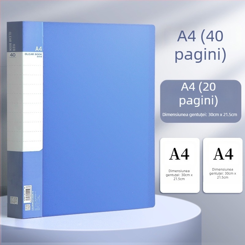 Dosar A4 PP cu pagini intercalate, transparent — 20/30/40/60/100 pagini