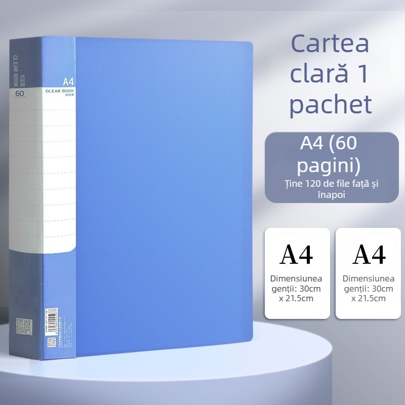 Dosar A4 PP cu pagini intercalate, transparent — 20/30/40/60/100 pagini