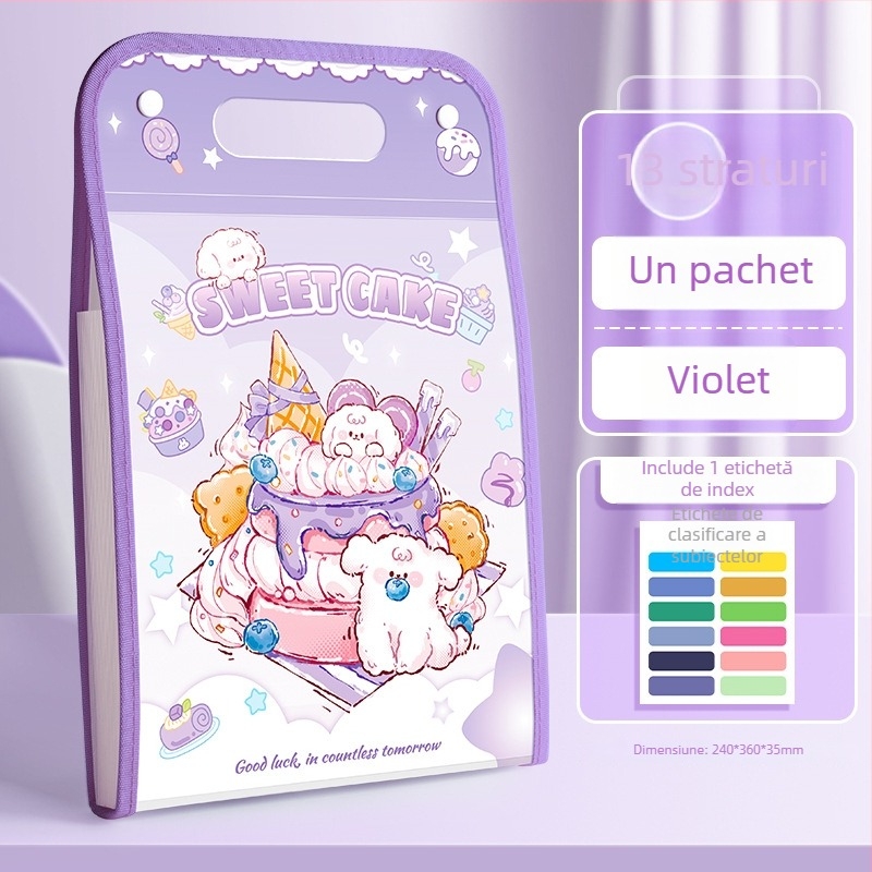 Kaba Bear organizator portabil de documente, material PP, 13 compartimente, grosime 13C, logo tipărit, personalizare disponibilă