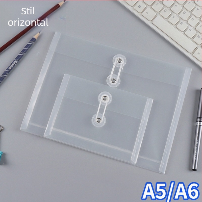 Mapă pentru fișiere din plastic, cu șnur, personalizabilă, PP material, transparentă, formă pătrată, pentru portofoliu, cod Cs-a5