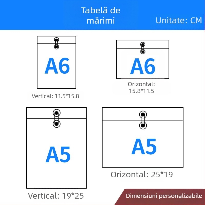 Mapă pentru fișiere din plastic, cu șnur, personalizabilă, PP material, transparentă, formă pătrată, pentru portofoliu, cod Cs-a5