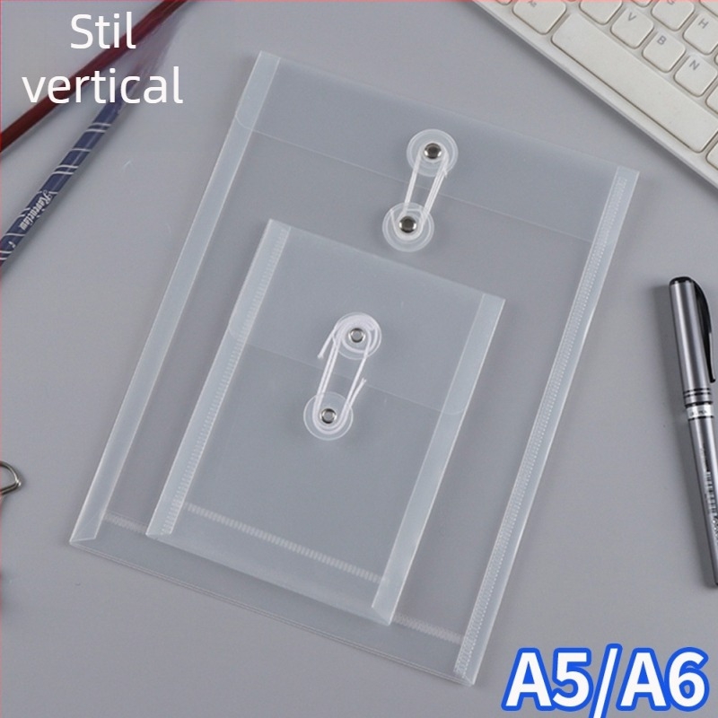 Mapă pentru fișiere din plastic, cu șnur, personalizabilă, PP material, transparentă, formă pătrată, pentru portofoliu, cod Cs-a5