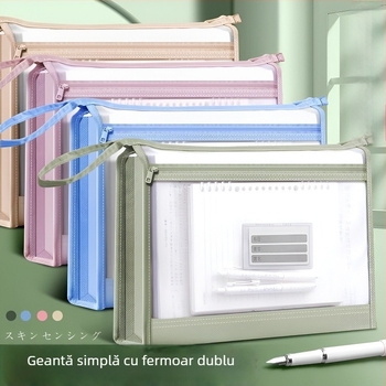 Geantă pentru fișiere din plasă de nailon, cu fermoar, strat dublu de plasă, capacitate mare