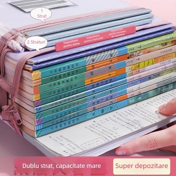 Geantă pentru fișiere din plasă de nailon, cu fermoar, strat dublu de plasă, capacitate mare