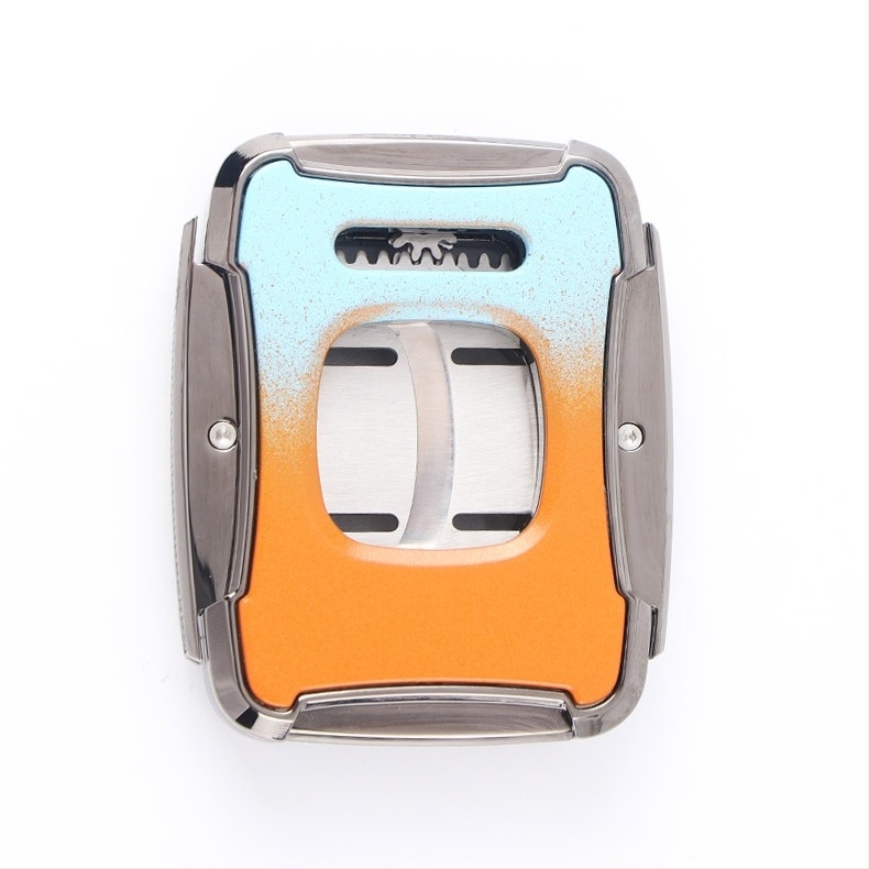 Foarfece pentru trabucuri, cu lamă dublă, din oțel inoxidabil, finisaj electroplacat, Somgar, personalizare disponibilă