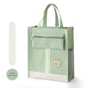 Geantă de documente pentru școală din material Oxford, cu fermoar, mâner de purtare pentru elevi