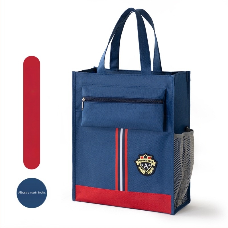 Geantă de documente pentru școală din material Oxford, cu fermoar, mâner de purtare pentru elevi