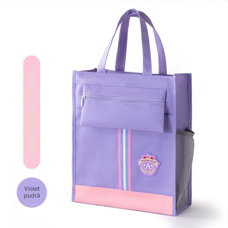 Geantă de documente pentru școală din material Oxford, cu fermoar, mâner de purtare pentru elevi