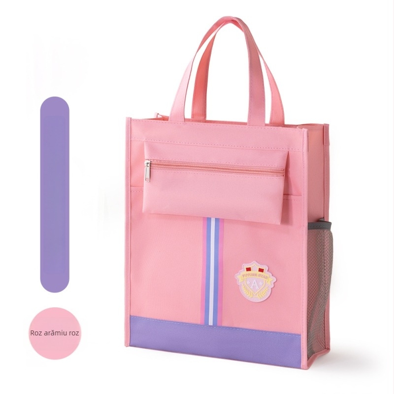 Geantă de documente pentru școală din material Oxford, cu fermoar, mâner de purtare pentru elevi