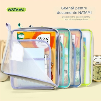 NATAMI Geantă din plasă de nailon pentru clasificarea disciplinelor, fermoar, design pătrat, plasă în 3 straturi îngroșate