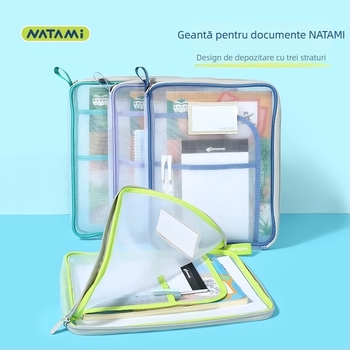 NATAMI Geantă din plasă de nailon pentru clasificarea disciplinelor, fermoar, design pătrat, plasă în 3 straturi îngroșate