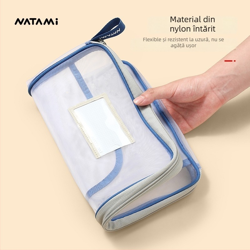NATAMI Geantă din plasă de nailon pentru clasificarea disciplinelor, fermoar, design pătrat, plasă în 3 straturi îngroșate