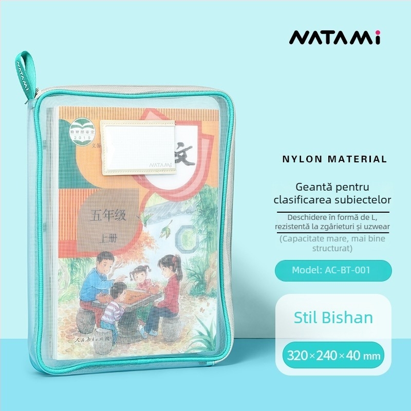 NATAMI Geantă din plasă de nailon pentru clasificarea disciplinelor, fermoar, design pătrat, plasă în 3 straturi îngroșate