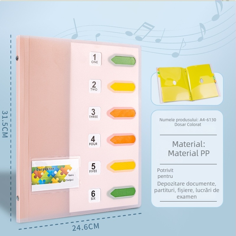 Mapă transparentă A4 cu clips – Plastic, multipagină, capacitate 6 pagini, clemă 315